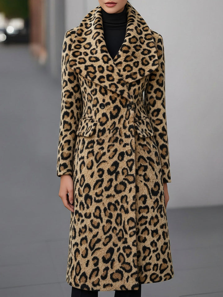 Mune | Winter Jacket with Leopard Pattern Double-Sided with Wool Elegant Outer Jacket for Casual and Formal Occasions