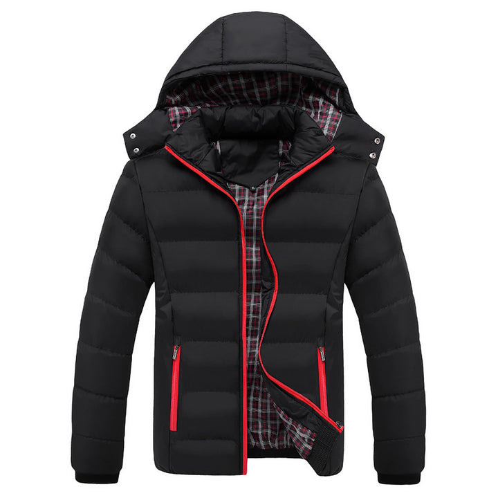 Men's Quilted Hooded Jacket with Checkered Lining and Contrast Zipper Mune Fashion