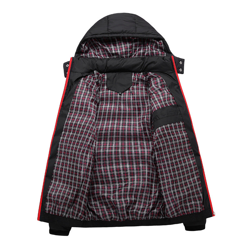 Men's Quilted Hooded Jacket with Checkered Lining and Contrast Zipper Mune Fashion