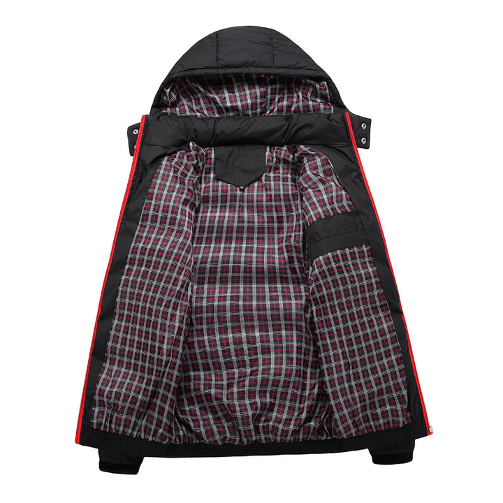 Men's Quilted Hooded Jacket with Checkered Lining and Contrast Zipper Mune Fashion
