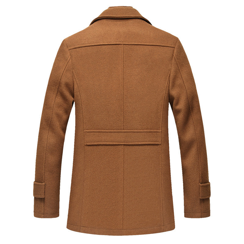 Men's Wool Blend Short Coat with Integrated Quilted Inner Jacket and Shirt Collar Mune Fashion