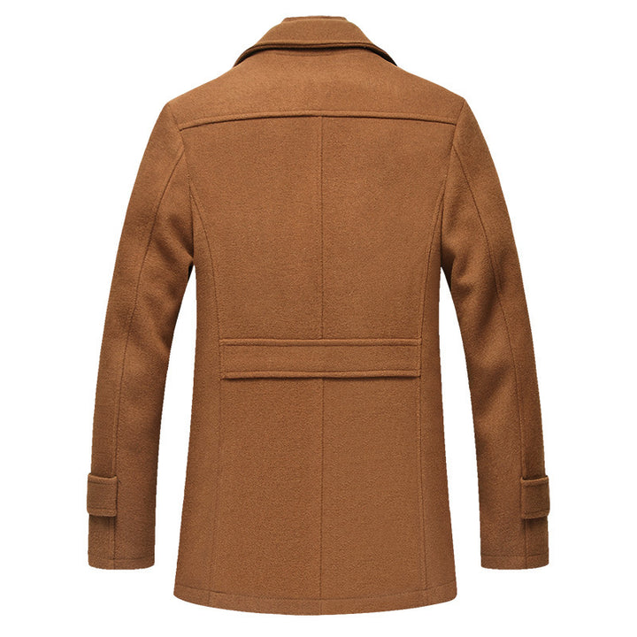Men's Wool Blend Short Coat with Integrated Quilted Inner Jacket and Shirt Collar Mune Fashion