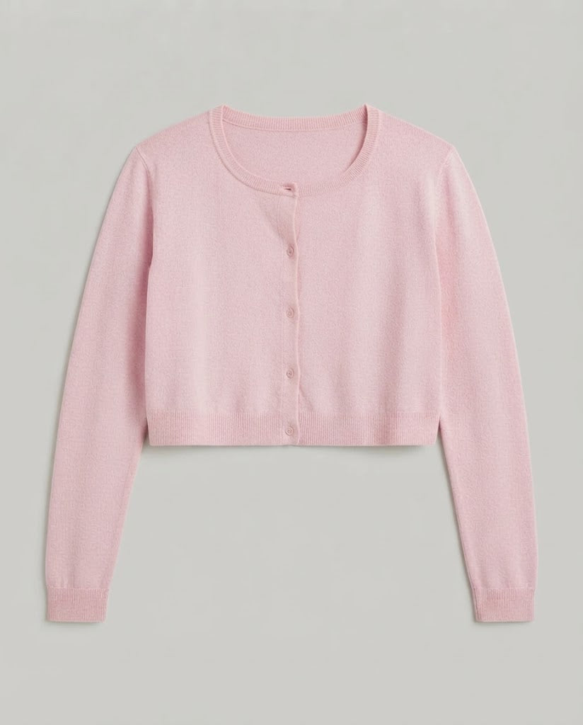 Women's Short Cut-Out Cropped Cardigan with Two-tone Layering Look and Button Placket Mune Fashion