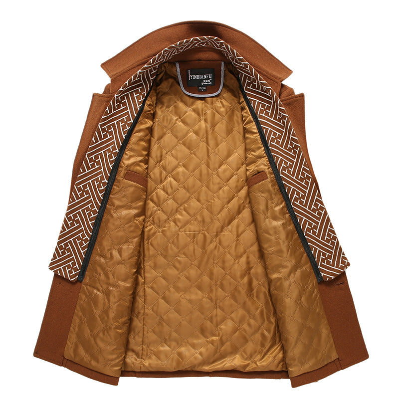 Men's Smart-Casual Wool Blend Coat with Hidden Quilted Inner Jacket and Shoulder Epaulettes Mune Fashion