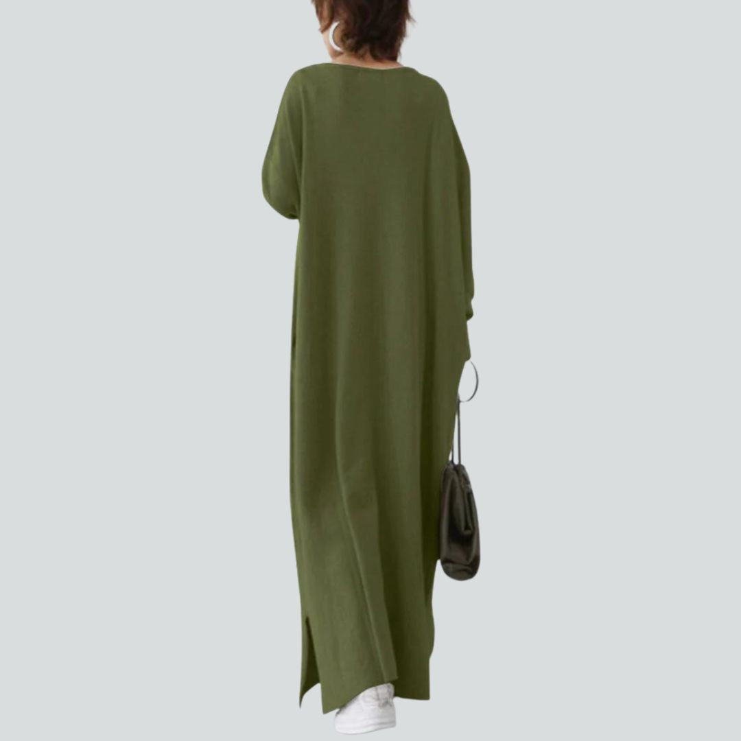 Mune | Maxi Dress In Knit With V-Neck And Long Sleeves In Loose Fit