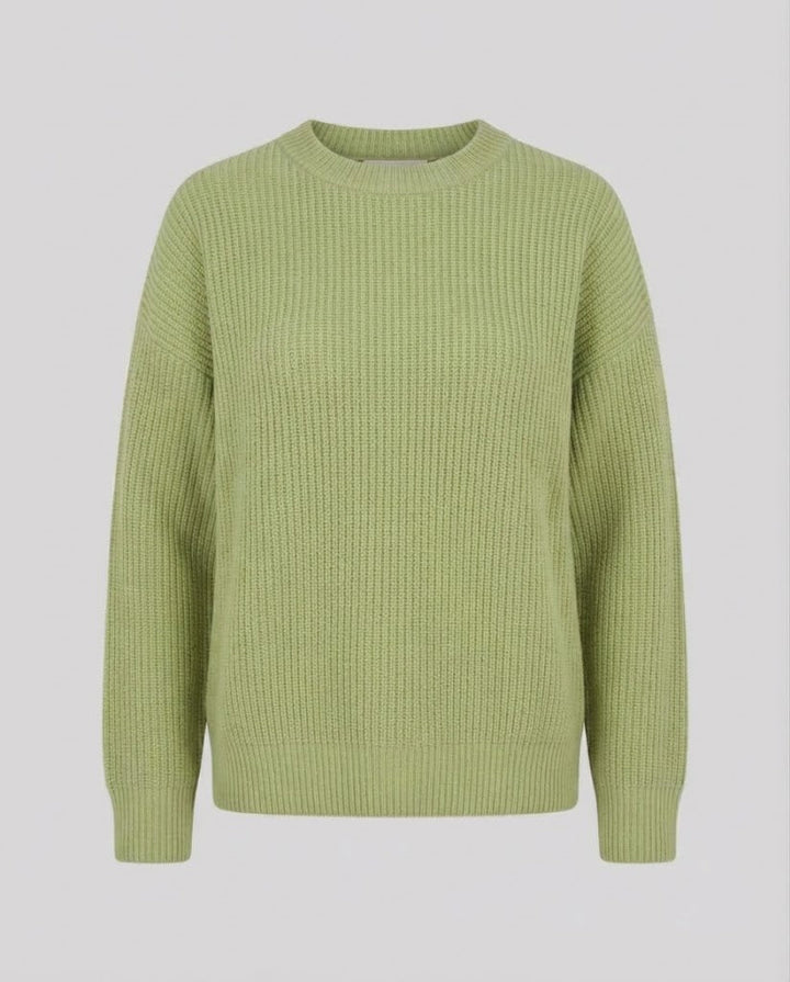 Women's Oversized Chunky Knit Crew Neck Sweater with Voluminous Sleeves Mune Fashion
