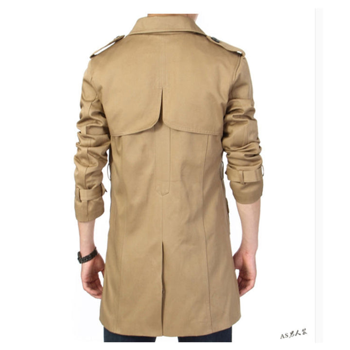 Men's trench coat in classic cut with shoulder flaps, waist strap, and adjustable cuffs Mune Fashion