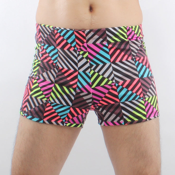 Men's Swim Shorts with Colorful Geometric Pattern Mune Fashion