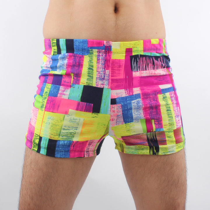 Men's sporty swim shorts with colorful pattern Mune Fashion