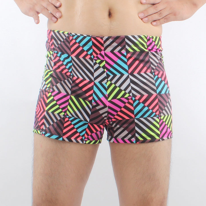 Men's Swim Shorts with Colorful Geometric Pattern Mune Fashion