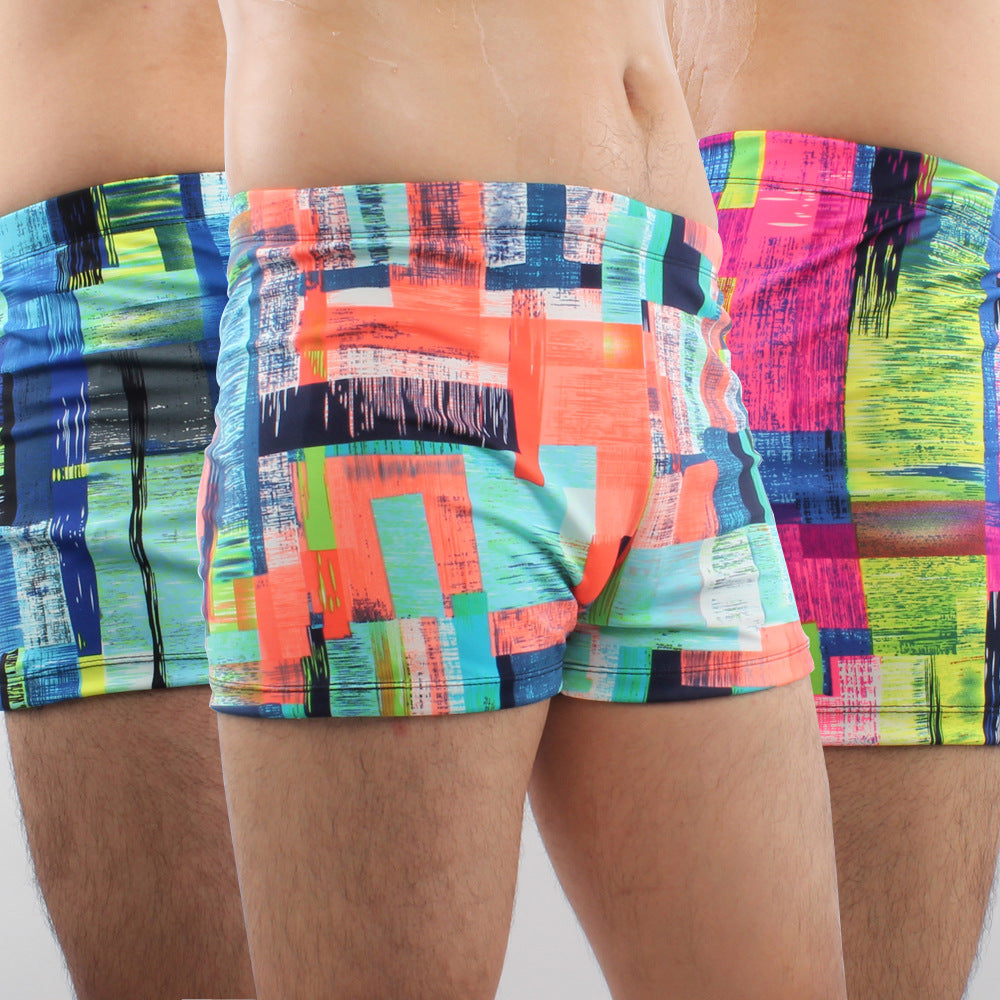 Men's sporty swim shorts with colorful pattern Mune Fashion