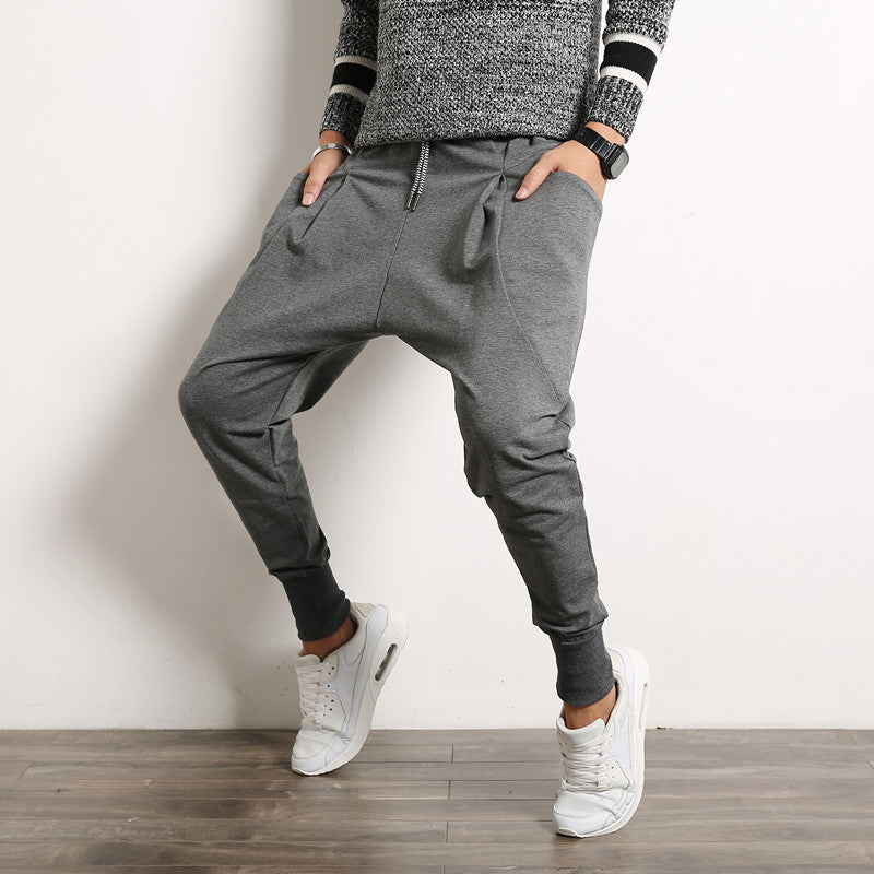 Men's loose harem joggers with a low crotch, tapered cuffs, and drawstring Mune Fashion