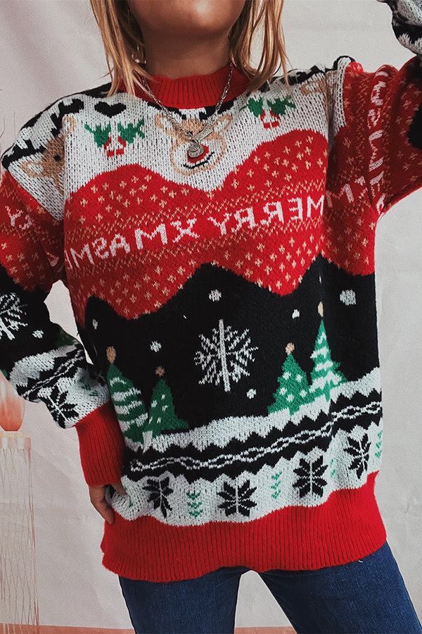 Mune | Christmas Pattern Knitted Round Neck Long Sleeve Sweater