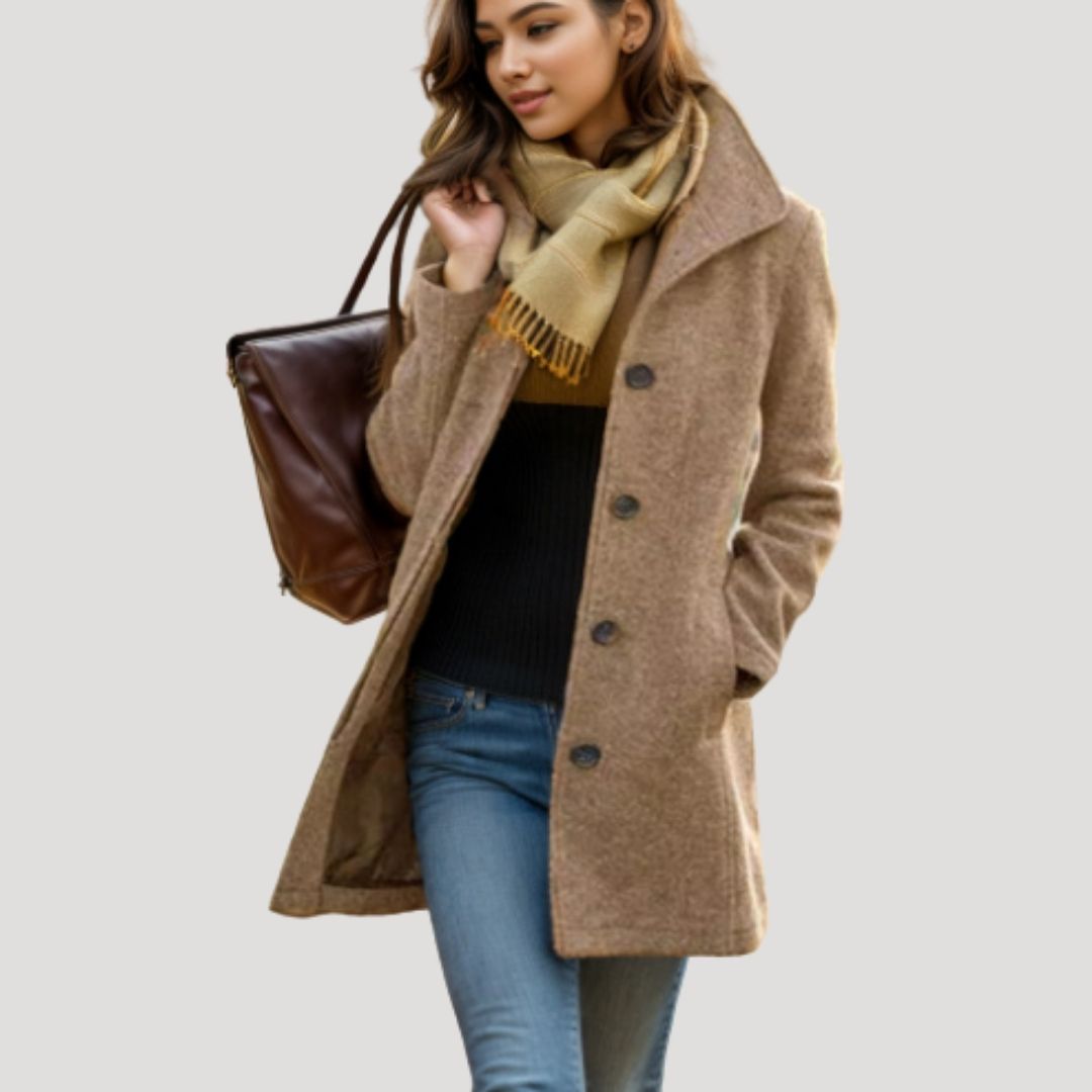 Mune | Women's long wool blend buttoned winter coat