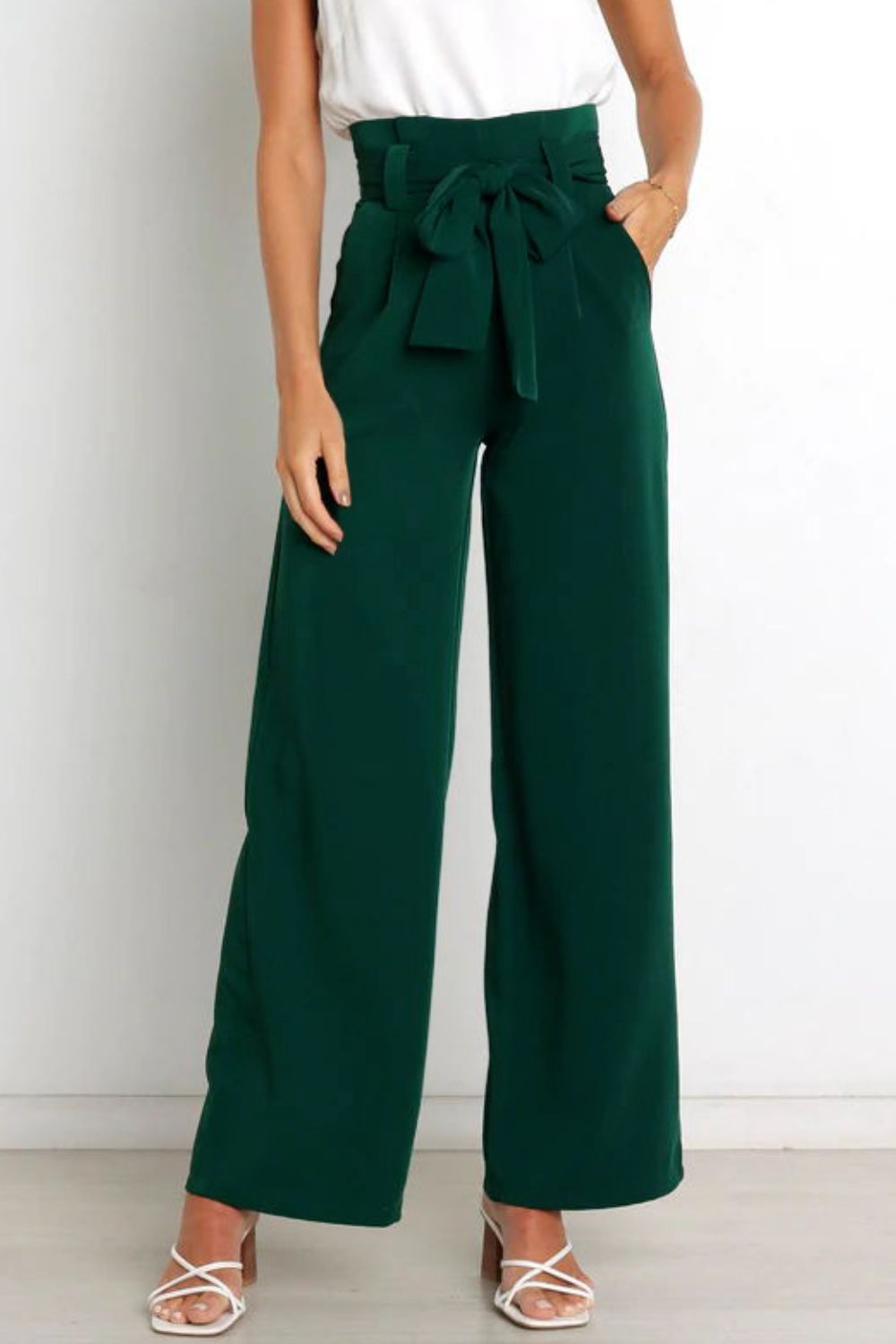 Mune Fashion | High Waist Paperbag Pants with Bow Detail