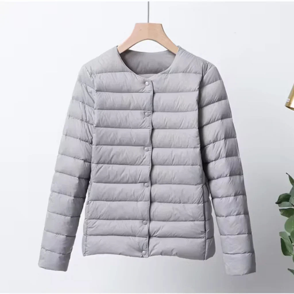 Mune | Down Puffer Ultra Lightweight Slim Fit Button Closure Hip Length