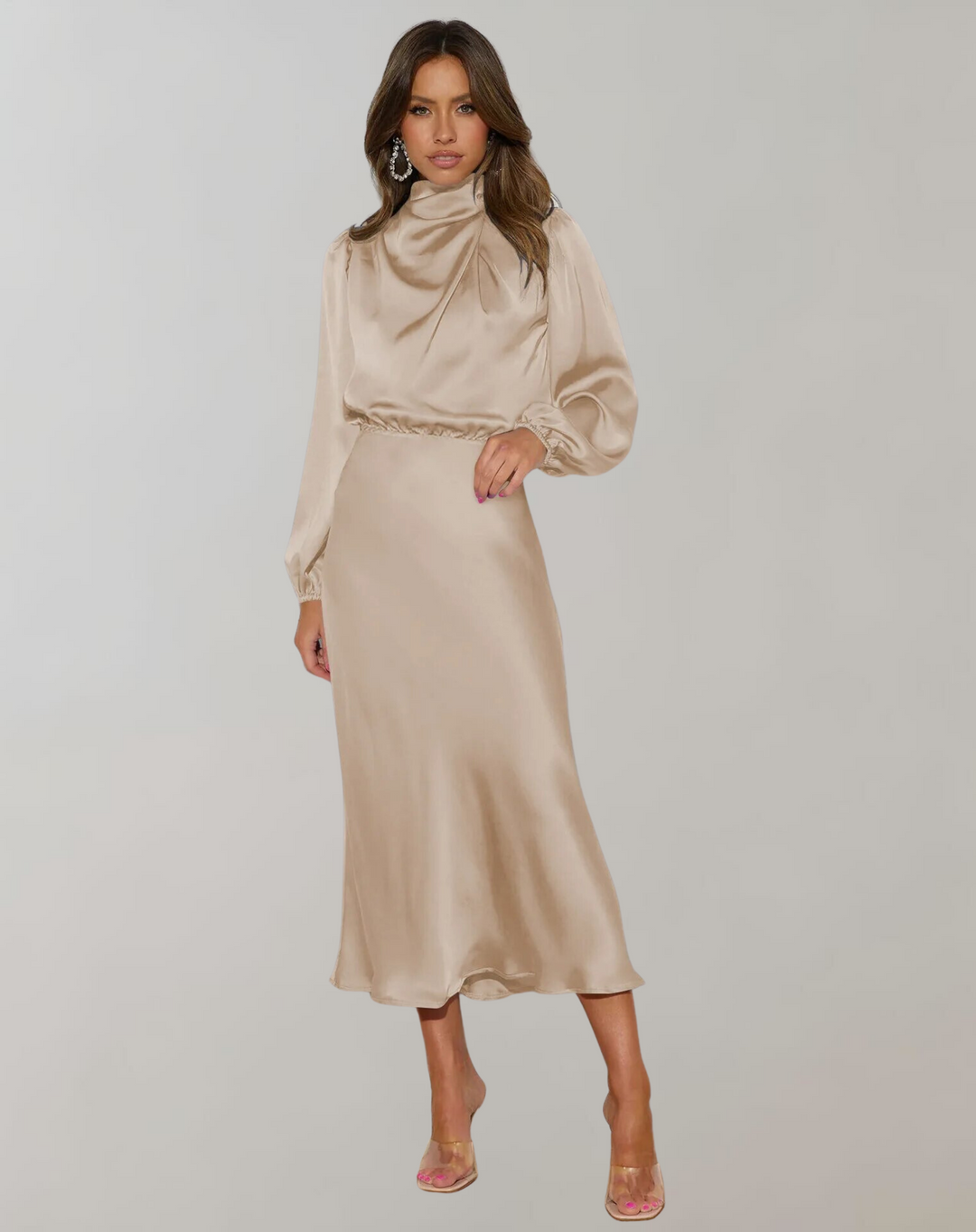 Mune | Long-Sleeve Satin Dress