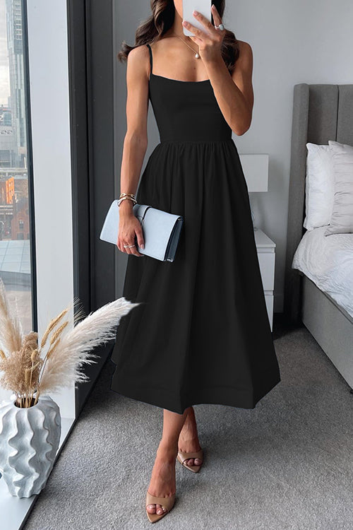 Mune | Midi Dress In A-Line With Spaghetti Straps And Waist