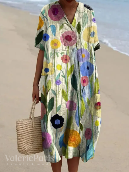 Mune Fashion | Casual dress with floral print made of breathable cotton fabric