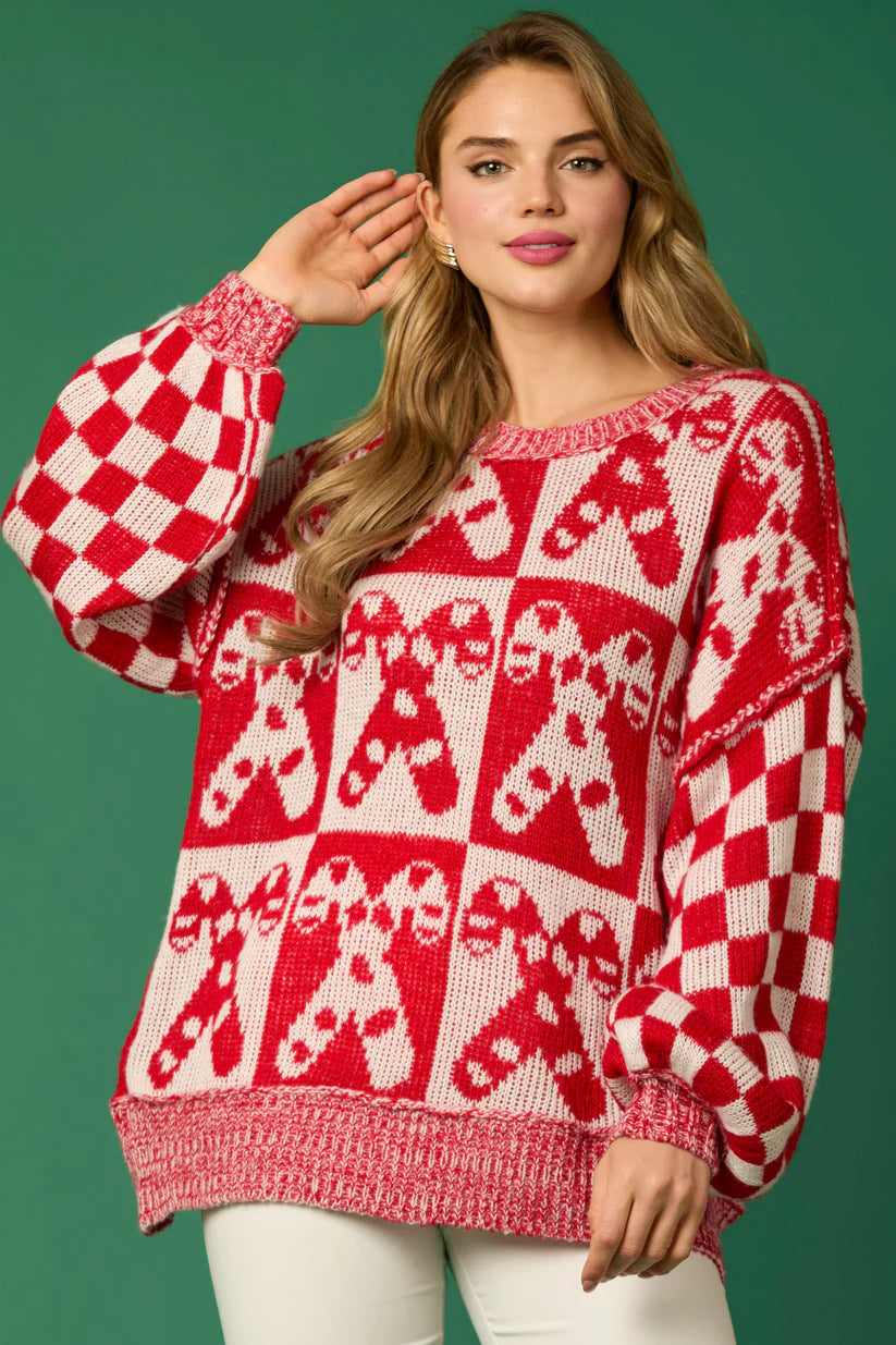 Mune | Candy Cane Christmas Pins & Gingerbread Man Knit Sweater