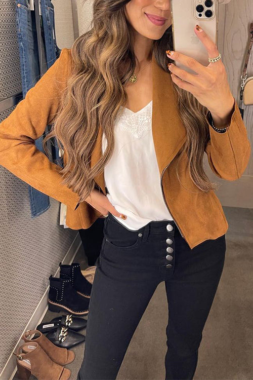 Mune | Up Pocketed Faux Suede Motorcycle Jacket (In 7 Colors)