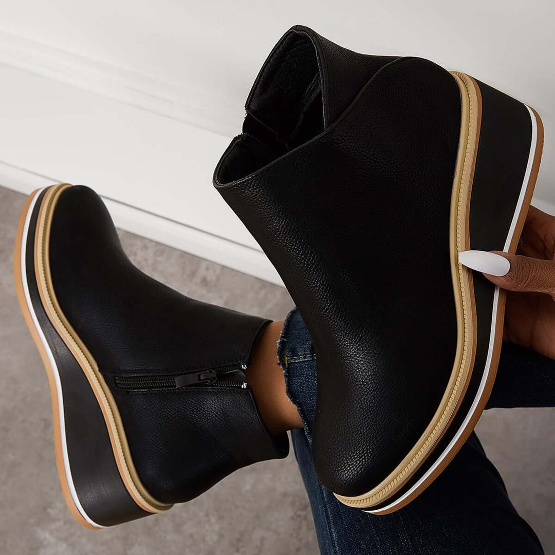 Mune | Women's Ankle Boots with Platform and Side Zipper
