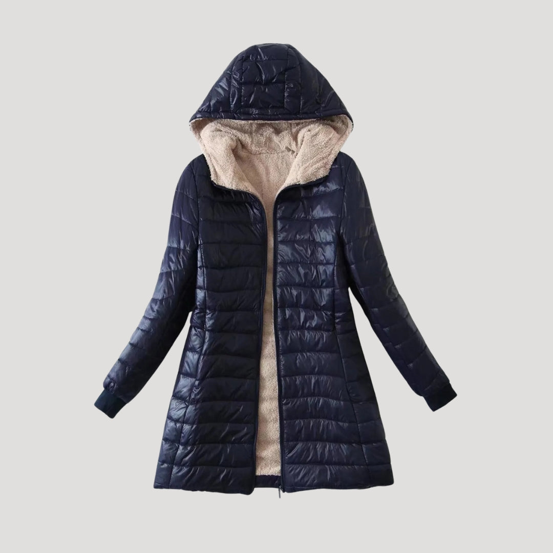 Mune | Ladies long puffer jacket winter coat with hood