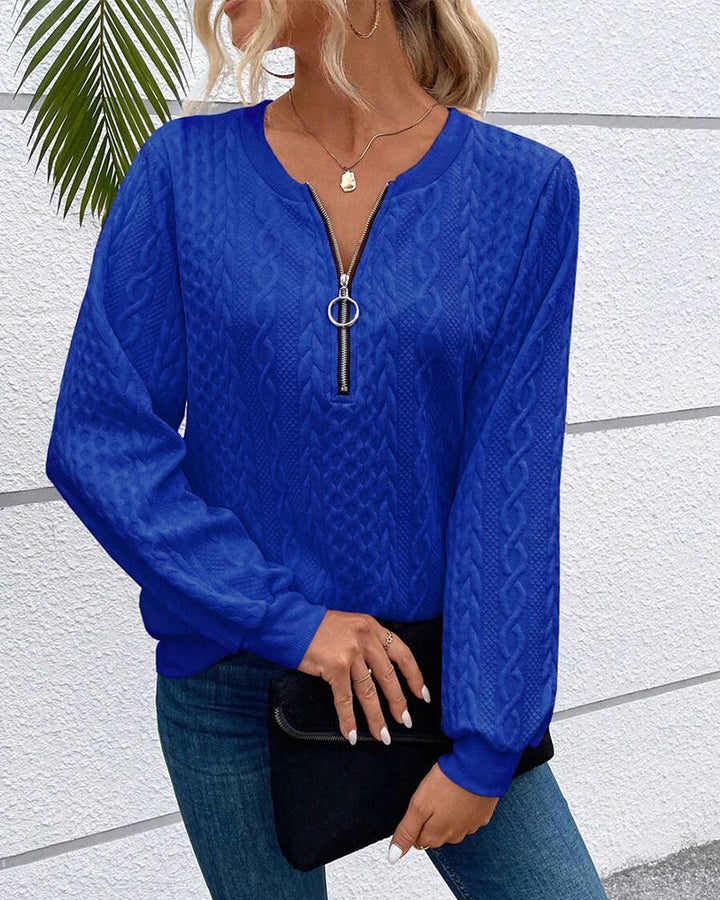 Mune | Casual Solid Color Sweatshirt with Long Sleeves and Zipper