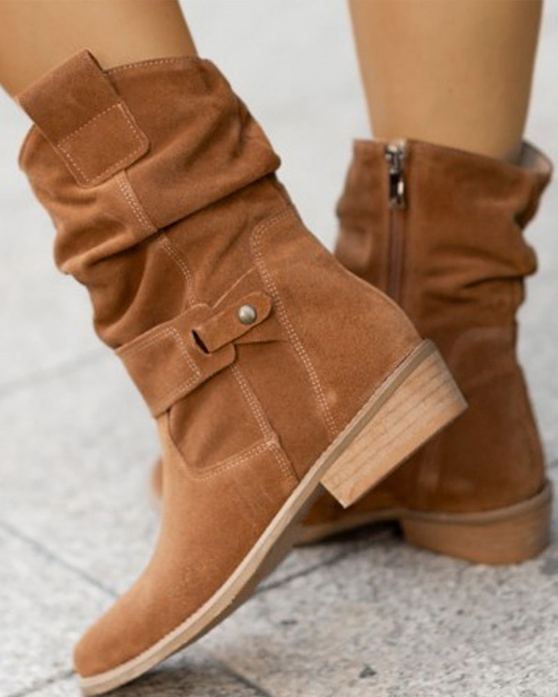 Mune | Ankle Boots Wild With Low Heel And Zipper
