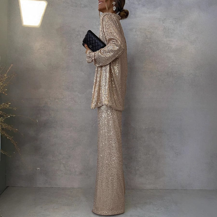 Mune | Trendy Design High-Waist Sequin Suit