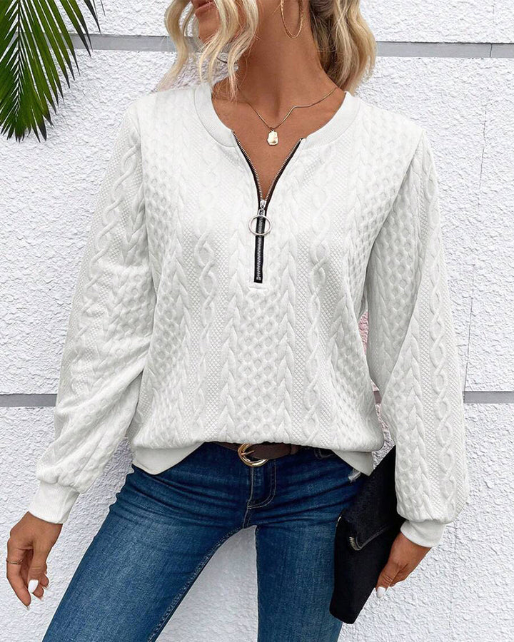 Mune | Casual Solid Color Sweatshirt with Long Sleeves and Zipper