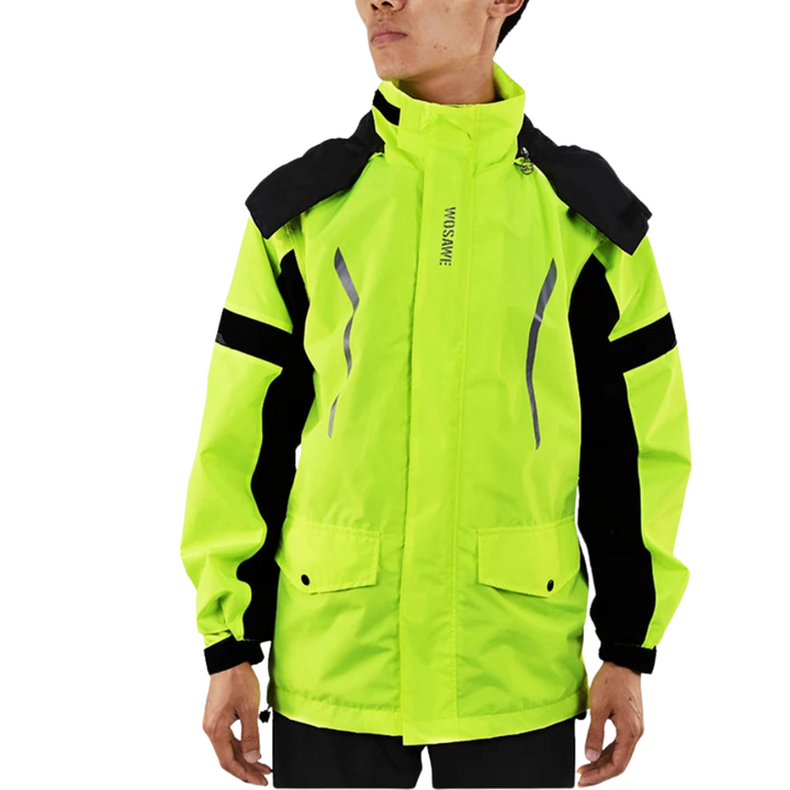 Mune | Men's Motorcycle Rain Jacket Waterproof - Reflective Black/Green S-2XL