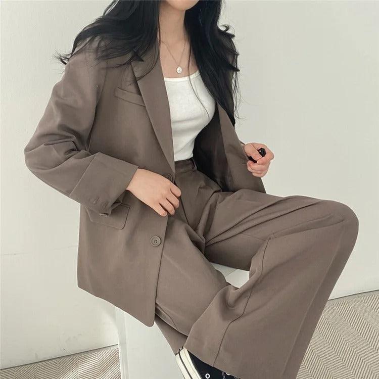 Women’s Tailored Suit Set with Long Blazer