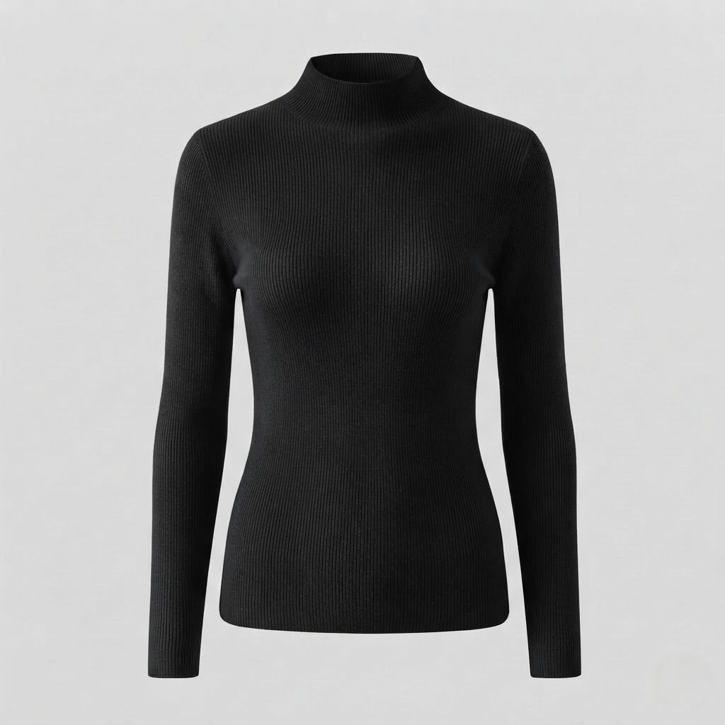 Ladies Elegant Slim-Fit Turtleneck Sweater made of soft Angora blend with fine rib structure Mune Fashion