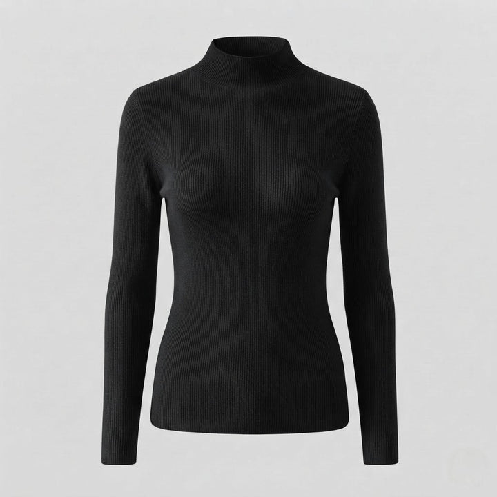 Ladies Elegant Slim-Fit Turtleneck Sweater made of soft Angora blend with fine rib structure Mune Fashion