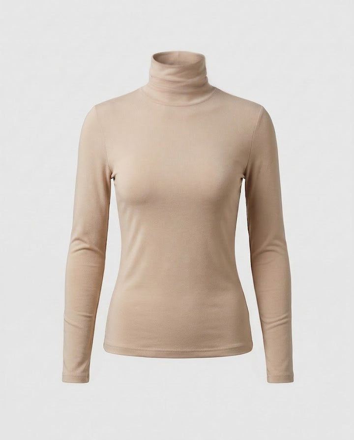 Women's figure-hugging fine knit turtleneck sweater with slight stretch quality Mune Fashion