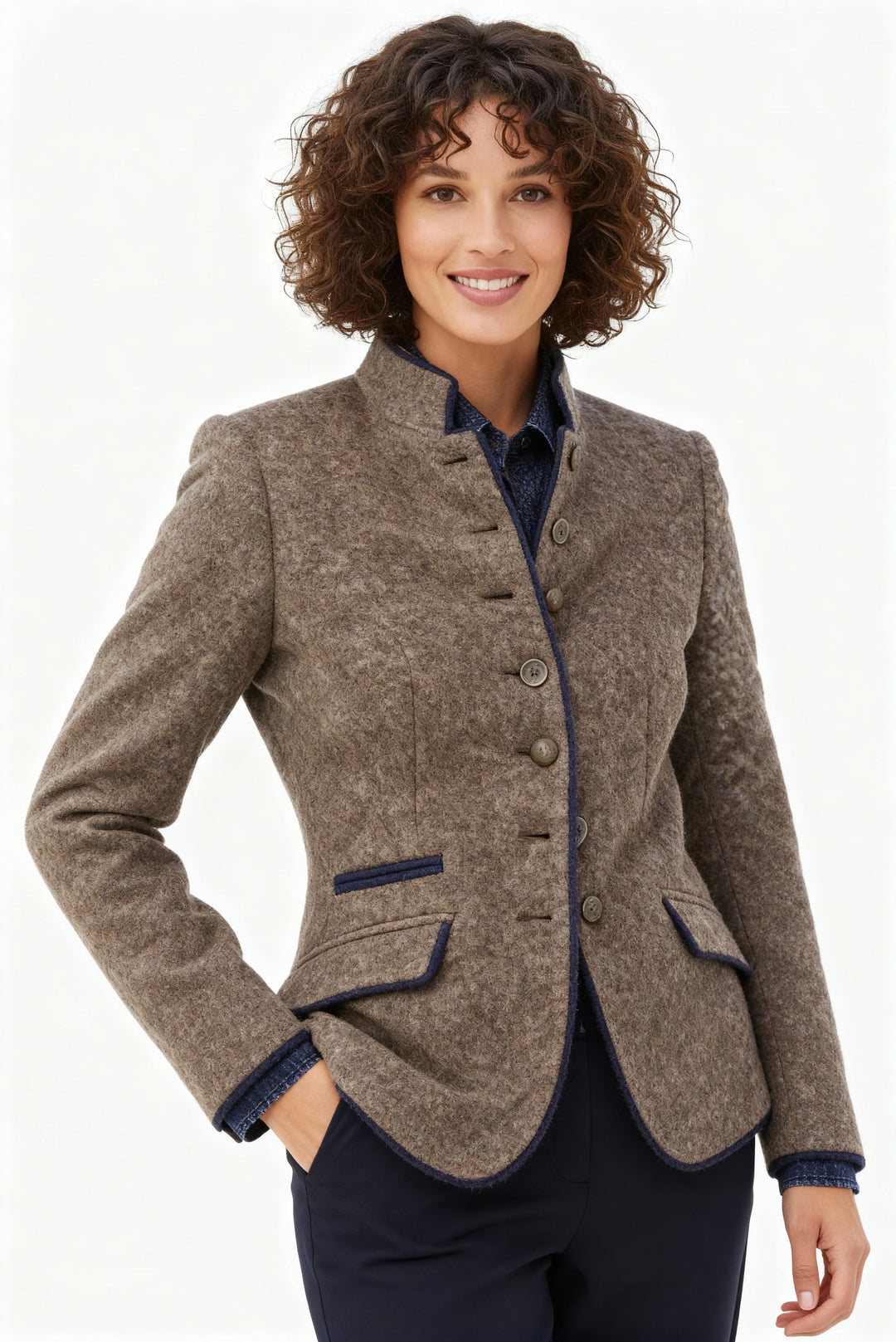 Mune | Multi-Button Women's Jacket Made Of Wool with Color Combination