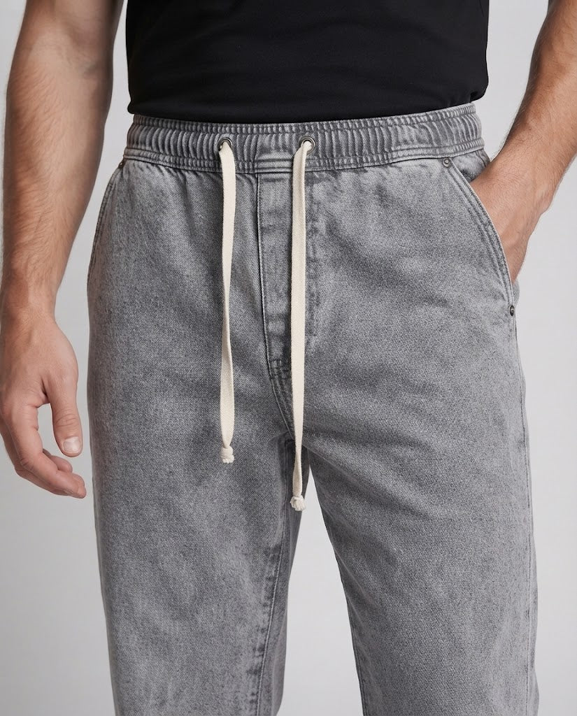 Men's wide baggy jeans with drawstring and low rise Mune Fashion
