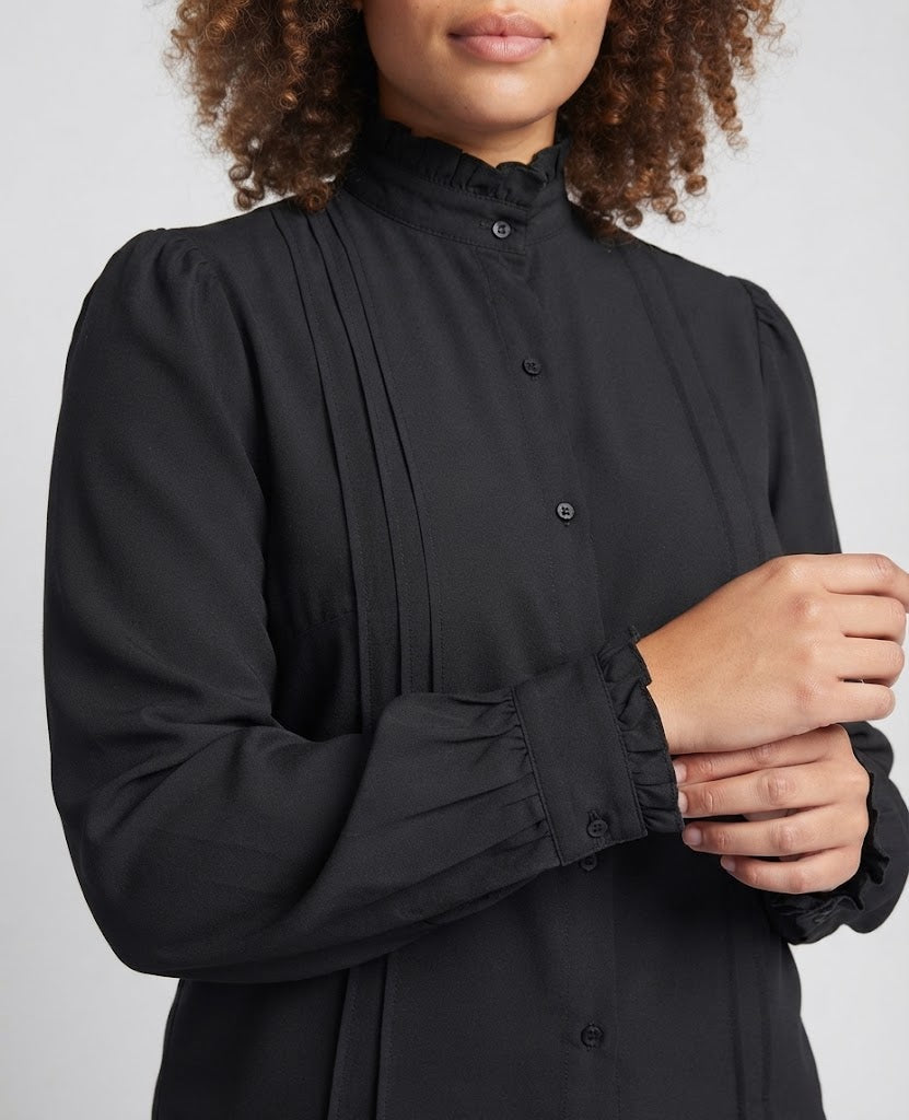 Women's elegant ruffle shirt with stand-up collar Mune Fashion
