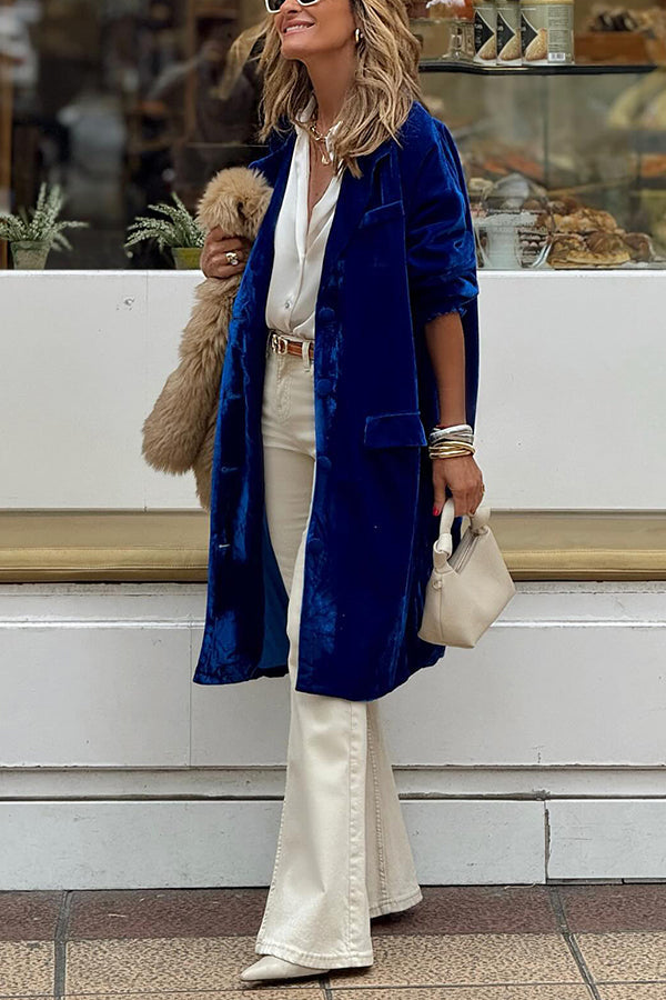 Mune | Gold Velvet Trench Coat Long Skirt Jacket