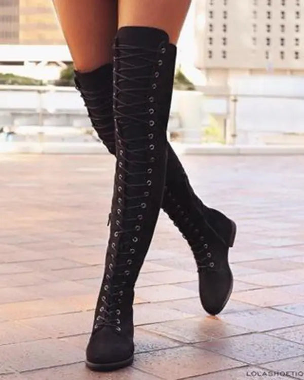 Mune | Knee-Long Lace-Up Boots
