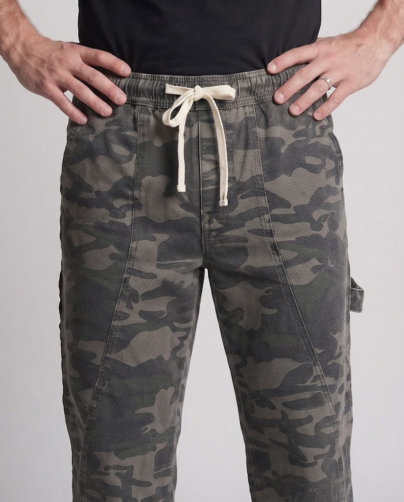 Men's Camouflage Baggy Pants with Wide Leg and Long Drawstrings Mune Fashion