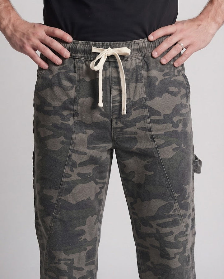 Men's Camouflage Baggy Pants with Wide Leg and Long Drawstrings Mune Fashion