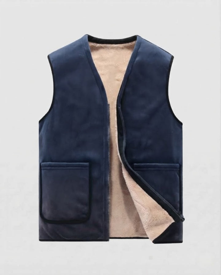Men's Quilted Thermo Sherpa Vest with Soft Fleece Lining and Front Zipper Mune Fashion