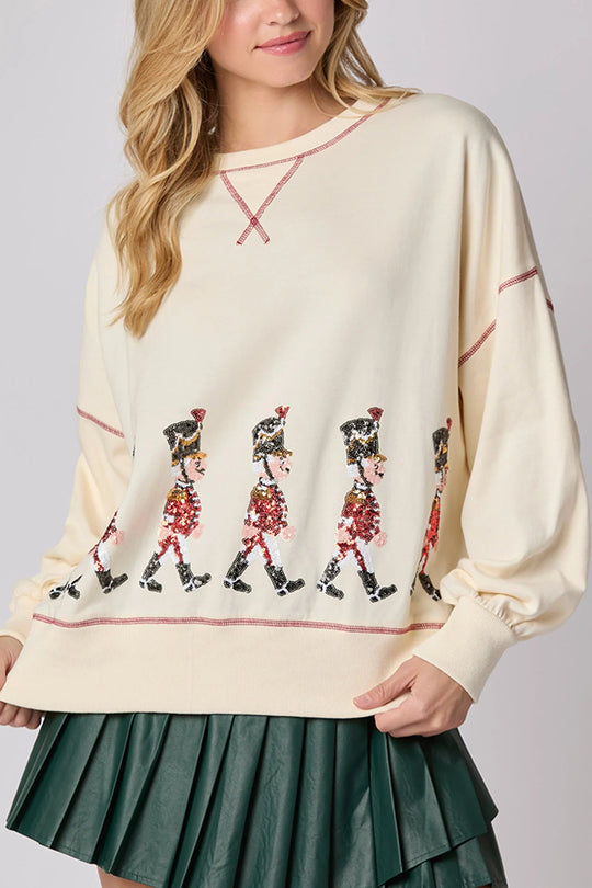 Mune | Christmas Soldier Sequins Long Sleeve Casual Sweatshirt