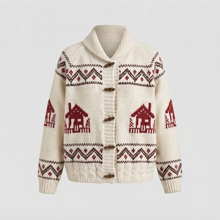 Women's knitted cardigan with Norwegian pattern and toggle buttons Mune Fashion