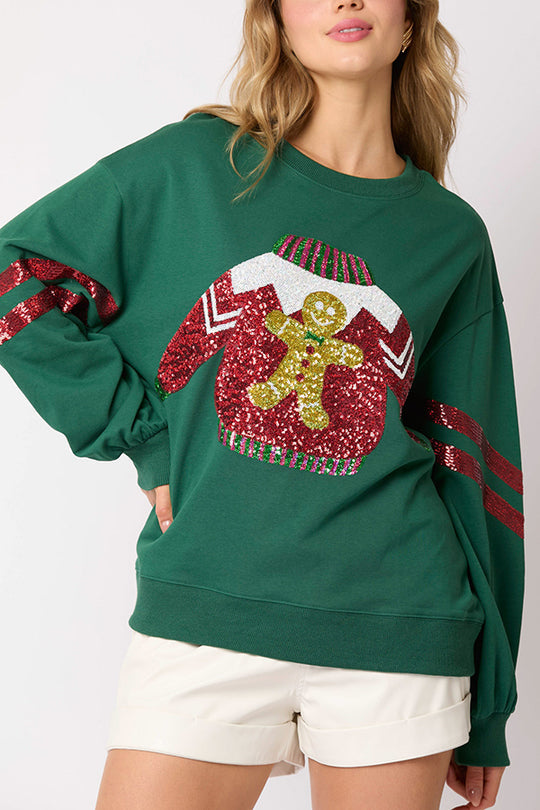 Mune | Christmas Sequin Crew Neck Casual Sweatshirt