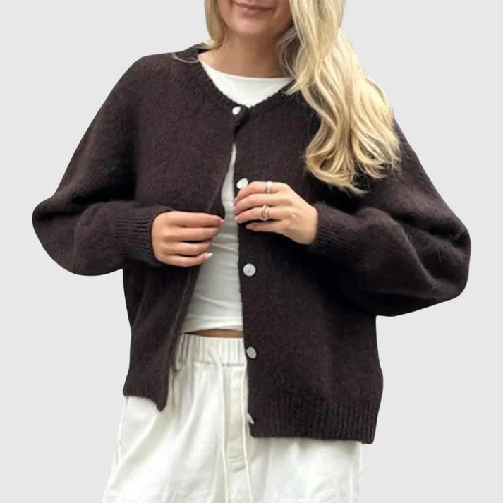 Mune | Women's Cashmere Cardigan with Round Neck and Button Closure