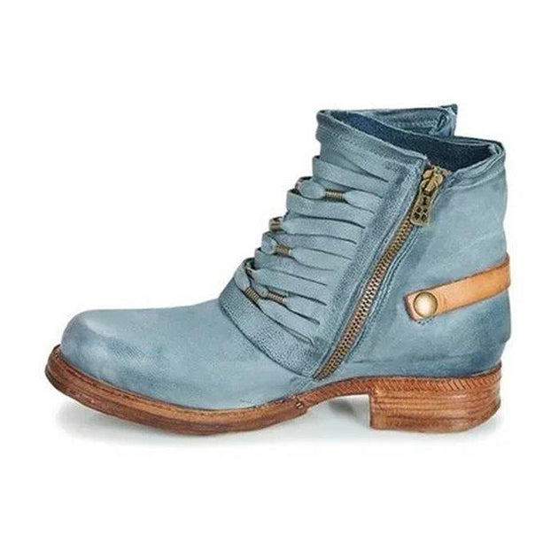 Mune | Retro Ankle Boots with Block Heel and Zipper