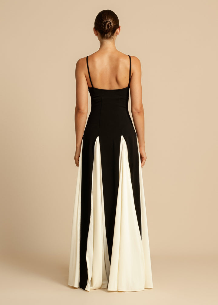 Mune | Maxi dress with spaghetti straps in color blocks